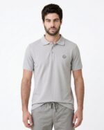 Maxx Men's Grey White Polo Shirt - 100% Combed Cotton Pique