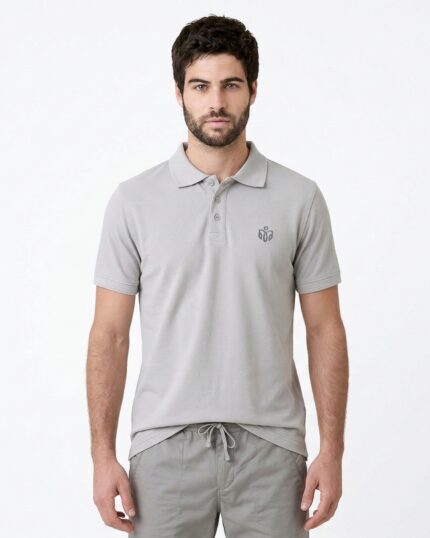 Maxx Men's Grey White Polo Shirt - 100% Combed Cotton Pique