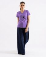 Women's Single Jersey V-Neck with Chest print - Image 4