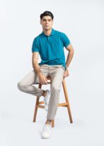 Men's Teal Polo Shirt - 100% Combed Cotton Pique Short Sleeve - Image 3
